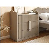 Flair Calista Ribbed Chest of 3 Drawers in Beige