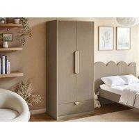Flair Calista Ribbed Wardrobe 2 Doors with Drawer in Taupe