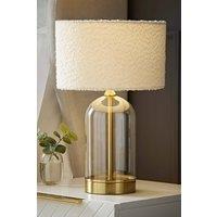 ValueLights Jessy Gold Glass Table Lamp With Boucle Shade