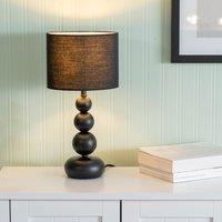 ValueLights Marissa Pair of Stacked Ball Table Lamp Lights in Black
