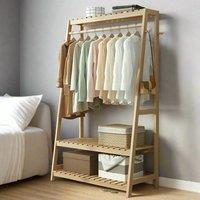 Modcraft Freestanding Clothes Rail with Shoe Storage & Shelves - Natural Finish | Size: Large