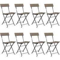 Berkfield Home Folding Bistro Chairs 8 pcs Grey Poly Rattan & Steel