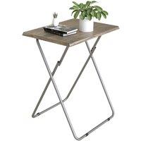 Huhote Small Folding Beside Side Table End Table Small Space Outdoor Room in Brown