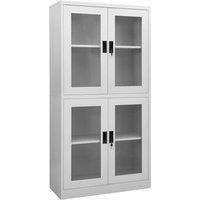 Berkfield Home Office Cabinet Light Grey 90x40x180 cm Steel & Tempered Glass | Size: 90 x 40 x 180 cm