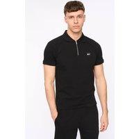Duck&Cover Men's Topfield Modern Zip Polo with Raglan Sleeves in Black | Size: Medium