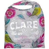 History & Heraldry Women's Personalised Sparkle Shopper Bag - Over 80 Names & Titles - Clare in White