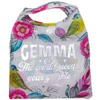 History & Heraldry Women's Personalised Sparkle Shopper Bag - Over 80 Names & Titles - Gemma in White