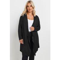 Yours Women's Waterfall Jersey Cardigan in Black | Size: 20