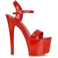 XY London Women's 'Matilda' Statement Strappy Sky High Stiletto Platform Heels in Red | Size: 4