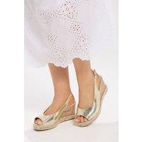 Yours Women's Snake Wedge Sandals In Wide E Fit in Gold | Size: 9E
