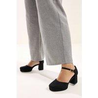 Yours Women's Faux Suede Espadrille Platform Block Heels In Extra Wide EEE Fit in Black | Size: 8EEE
