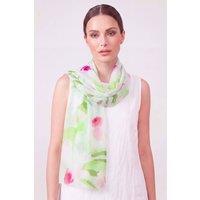 Vellin Women's Watercolour Daisy Print Scarf in Light Green