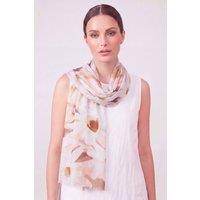 Vellin Women's Watercolour Daisy Print Scarf in Light Beige