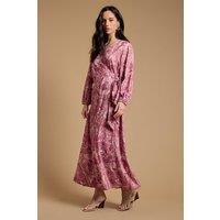 Oasis Women's Floral V Neck Maxi Wrap Dress in Pink | Size: 8