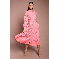 Coast Women's Embroidered Cutout Belted Shirt Dress in Coral | Size: 10
