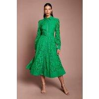 Coast Women's Embroidered Cutout Belted Shirt Dress in Green | Size: 10