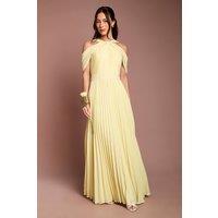 Coast Women's Pleat Cold Shoulder Bridesmaid Dress in Lemon | Size: 10