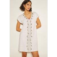 Monsoon Women's Jodie Tassel Beach Tunic Mini Dress White | Size: Large