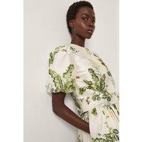 Monsoon Women's Anne Floral Puff Sleeve Jacket Cream | Size: 16