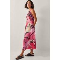Monsoon Women's Alex Palm Print Midi Dress in Pink | Size: Small