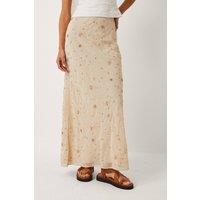 Monsoon Women's The India Edit Celestine Embellished Maxi Skirt Yellow in Beige | Size: 14