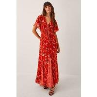 Monsoon Women's Tallie Floral Cape Maxi Dress in Red | Size: 14