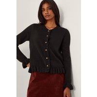 Monsoon Women's Rina Ruffle Cardigan Black | Size: Large