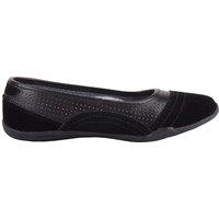ABSOLUTE FOOTWEAR Women's Womens Genuine Leather Slip On Casual Ballerina Style Pump Dolly Shoes in Black | Size: 5