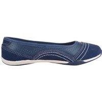 ABSOLUTE FOOTWEAR Women's Womens Genuine Leather Slip On Casual Ballerina Style Pump Dolly Shoes in Navy | Size: 4