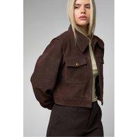Barneys Originals Women's Cropped Buffalo Suede Jacket in Chocolate | Size: 18