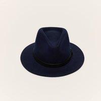 Liquorish Women's Wool Felt Fedora Hat with Leather Band in Navy | Size: Medium