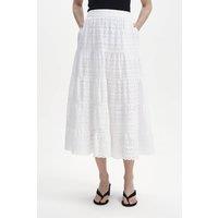 Finery London Women's Siobhan Broderie Tiered Midi Skirt in White | Size: 12
