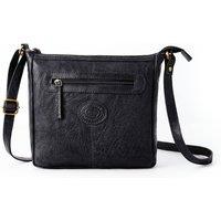 Woodland Leathers Women's Genuine Leather Crossbody Bag Vintage Style in Black
