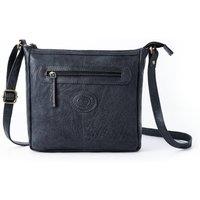 Woodland Leathers Women's Genuine Leather Crossbody Bag Vintage Style in Navy