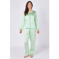 ELAINA FASHION Women's Mint Green Satin Pyjama Set | Size: 14