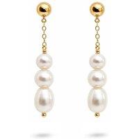 Gold Trip Women's Timeless Three Pearl Drop Earrings in Gold