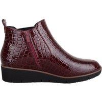 ABSOLUTE FOOTWEAR Women's Faux Patent Leather Wedge Ankle Chelsea Boots with Twin Gusset in Burgundy | Size: 4