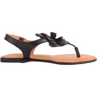 ABSOLUTE FOOTWEAR Women's Slip On Leather Floral Buckle Fastening Summer Flip Flop Sandal Shoes in Black | Size: 5