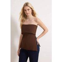 WOVCOR Women's Bandeau Sleeveless Fitted Blouse Top in Brown | Size: Small