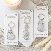 KDMD Women's Set of 24 Playful Cat Keyrings with Metallic Finish Display in Silver