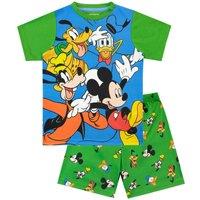 Disney Boy's Mickey Mouse Donald Duck & Pluto Short Pyjamas in Green | Size: 12-18 m