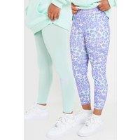 Beat Girlz Club Girl's 'Mint Leopard' Twin Pack Leggings in Mint | Size: 13-14 Years