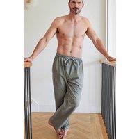 British Boxers Men's "Orkney" Herringbone Brushed Cotton Pyjama Trousers in Pale Green | Size: Large