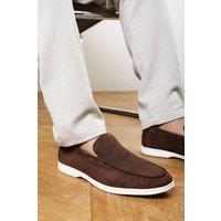Where's That From Men's Trent Suede Slip On Easy Loafer in Brown | Size: 12
