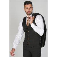 Paul Andrew Men's Mayfair Birdseye Waistcoat Wedding Prom Attire in Black | Size: 36R