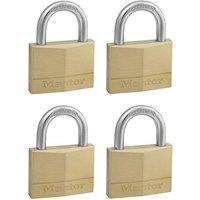 Master Lock Solid Brass 50Mm Padlock 5-Pin - Keyed Alike X 4 in Gold