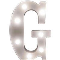 mysmartbuy Battery Powered 3D Letter G LED Light - Freestanding or Wall Mounted Alphabet Lighting Home or Party Decoration - H22 x W14 x D3cm in White