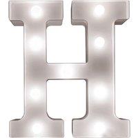 mysmartbuy Battery Powered 3D Letter H LED Light - Freestanding or Wall Mounted Alphabet Lighting Home or Party Decoration - H22 x W14 x D3cm in White