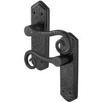 AFIT Black Antique Cast Iron Curly Tail Door Handles Backplate 1 Pair | Size: 150mm x 150mm