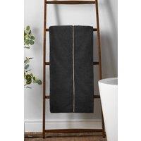 Bianca 'Zero Twist Satin Stitch' Cotton Towel in Black | Size: Bath Sheet